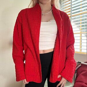 Vintage Studio by Liz Claiborne Crinkle Red Open Front Jacket - Size L